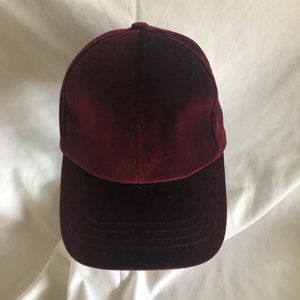 Maroon Velvet Velour Strap Back Hat